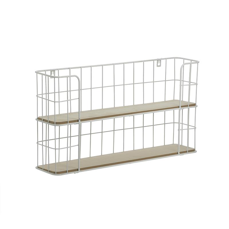 6505820013 ZIDNA POLICA DRVO METAL NATURAL BELA 54X12X29 CM