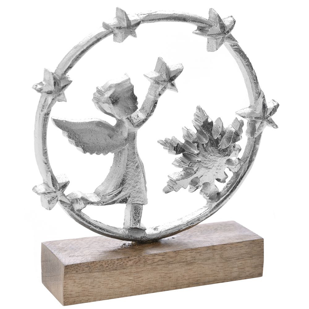 71734 ANĐEO METALNI NA DRVENOM POSTOLJU 19*2.5*19cm