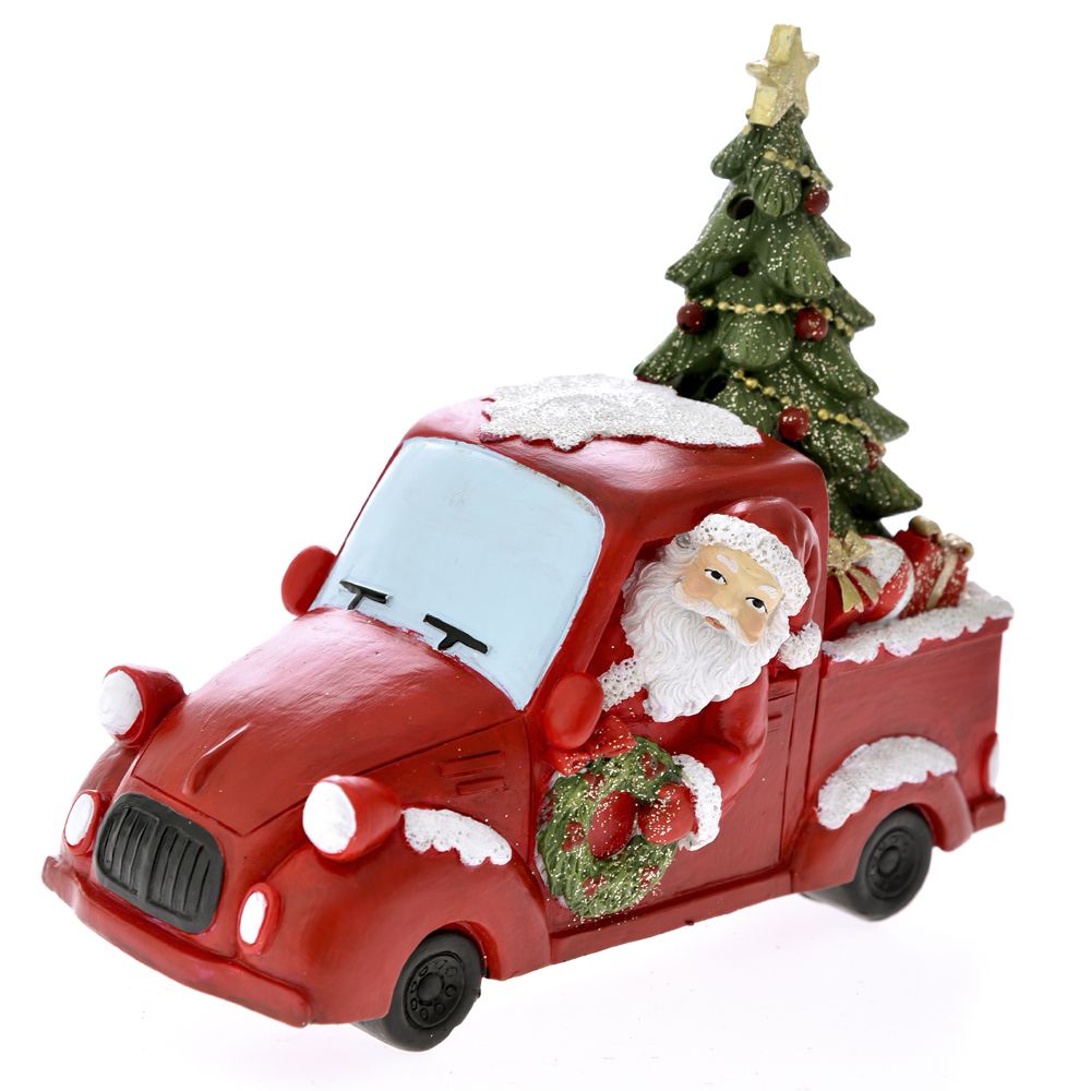 72142 AUTO CRVENI SA JELKOM OD POLIREZINA 17*16cm