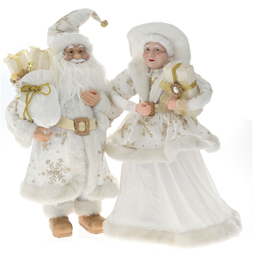 79151 BABA I DEDA MRAZ BELI PLATNENI PAR SET/2 65 CM