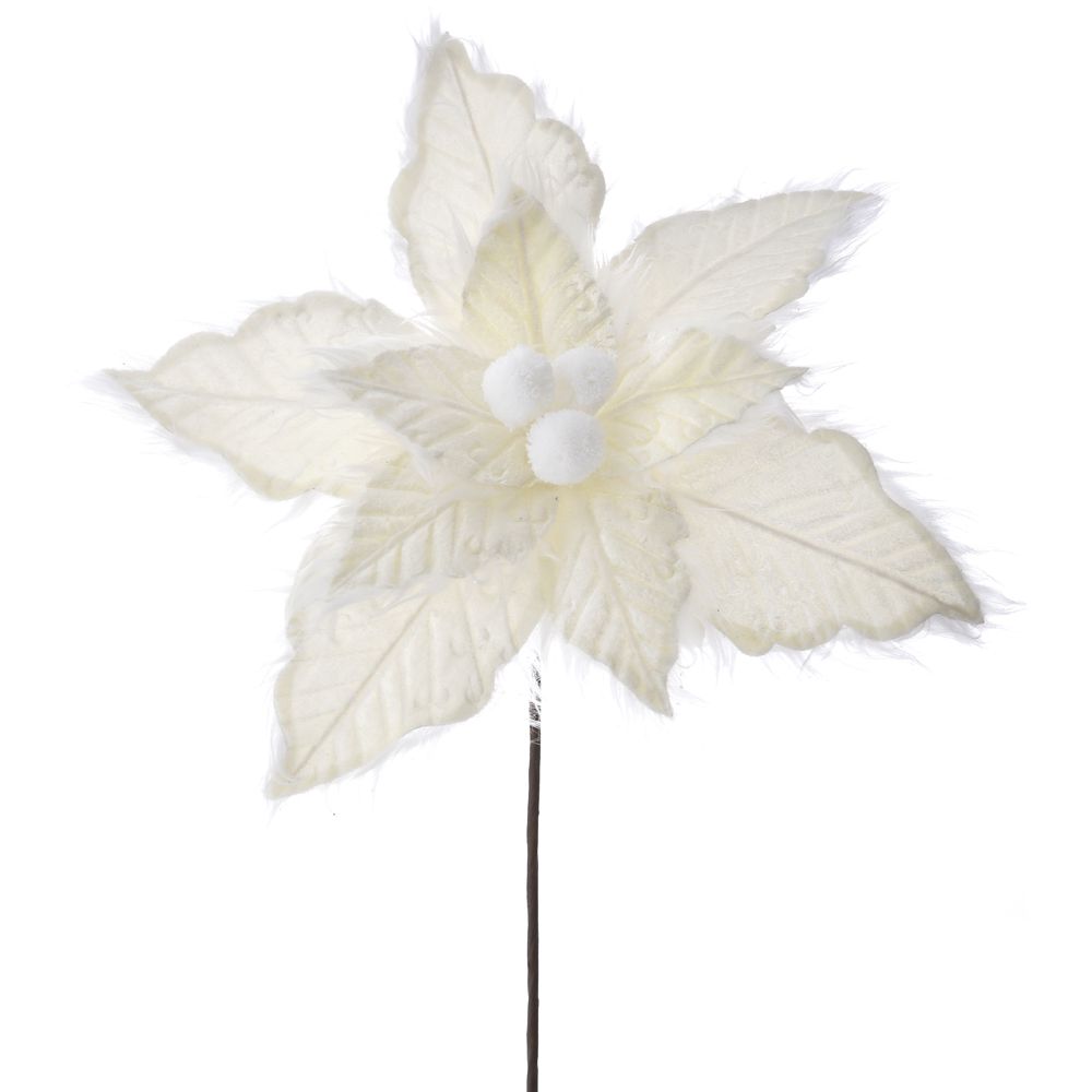 72509 BOŽIĆNI CVET BELI KRZNENI 55 CM