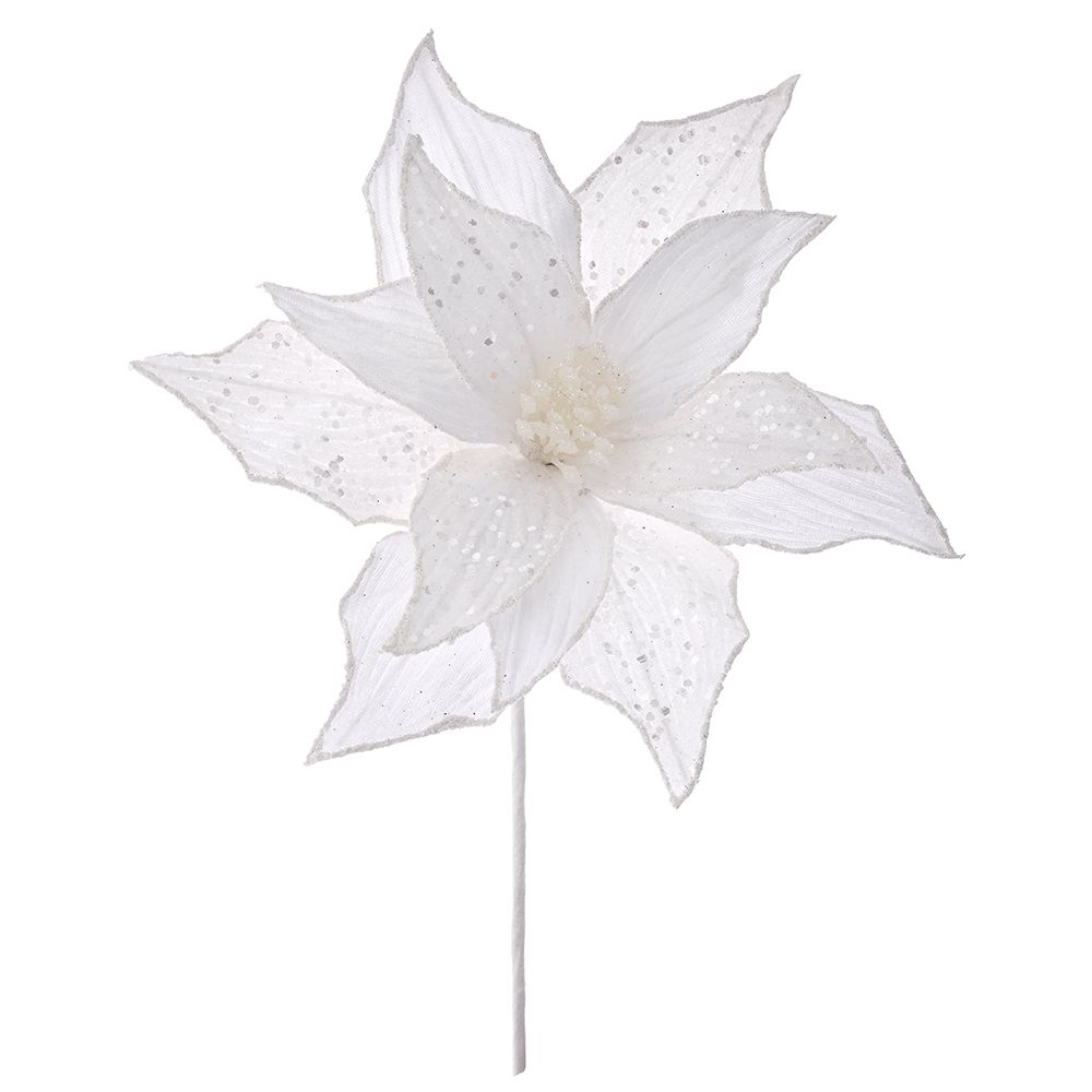 BOŽIĆNI CVET BELI SA ŠTRASOM 31*50 CM