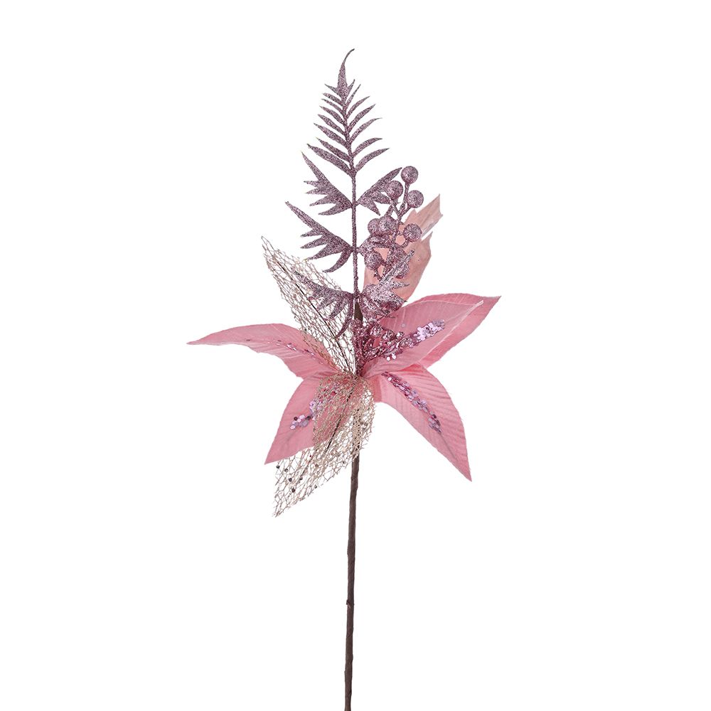 BOŽIĆNI CVET ROZE SA IMELOM 58 CM