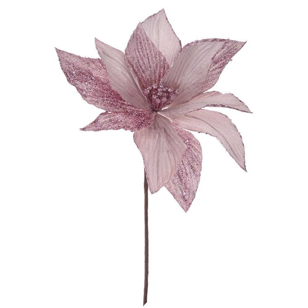 BOŽIĆNI CVET ROZE SA ŠTRASOM 26*30 CM