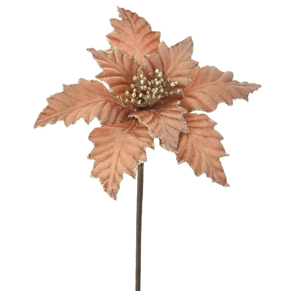 66798 BOŽIĆNI CVET ROZE ZLATNI SA ŠTRASOM 50 CM