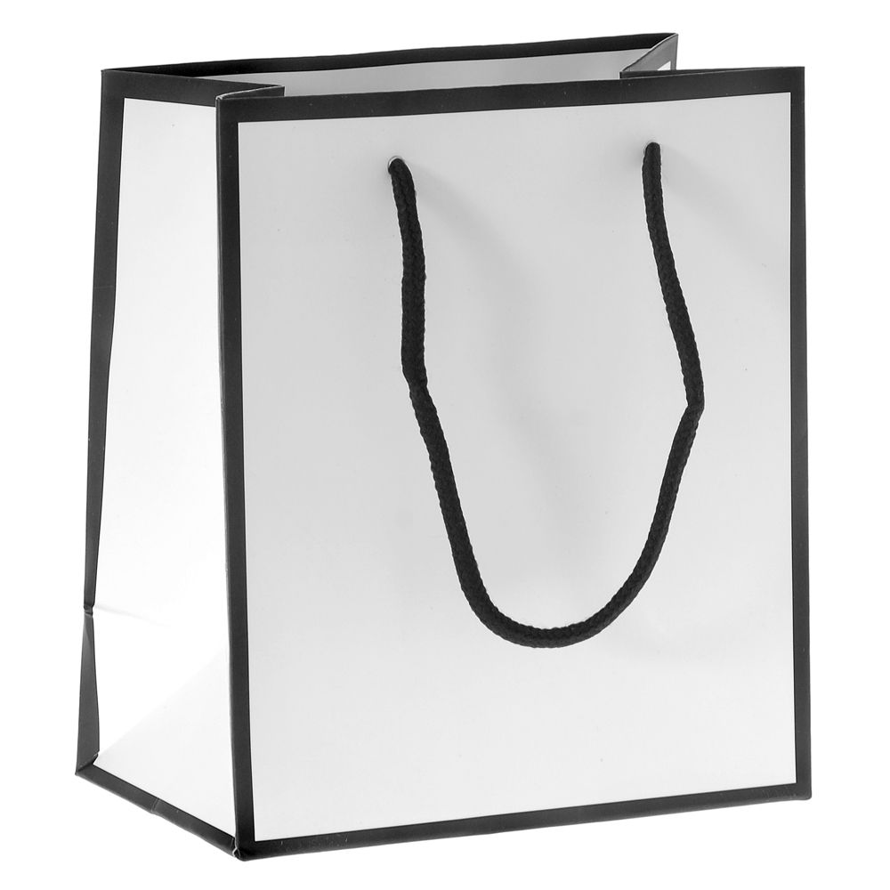 60448 DEKORATIVNA PAPIRNA KESA ZA POKLONE CRNO-BELA 15*17cm