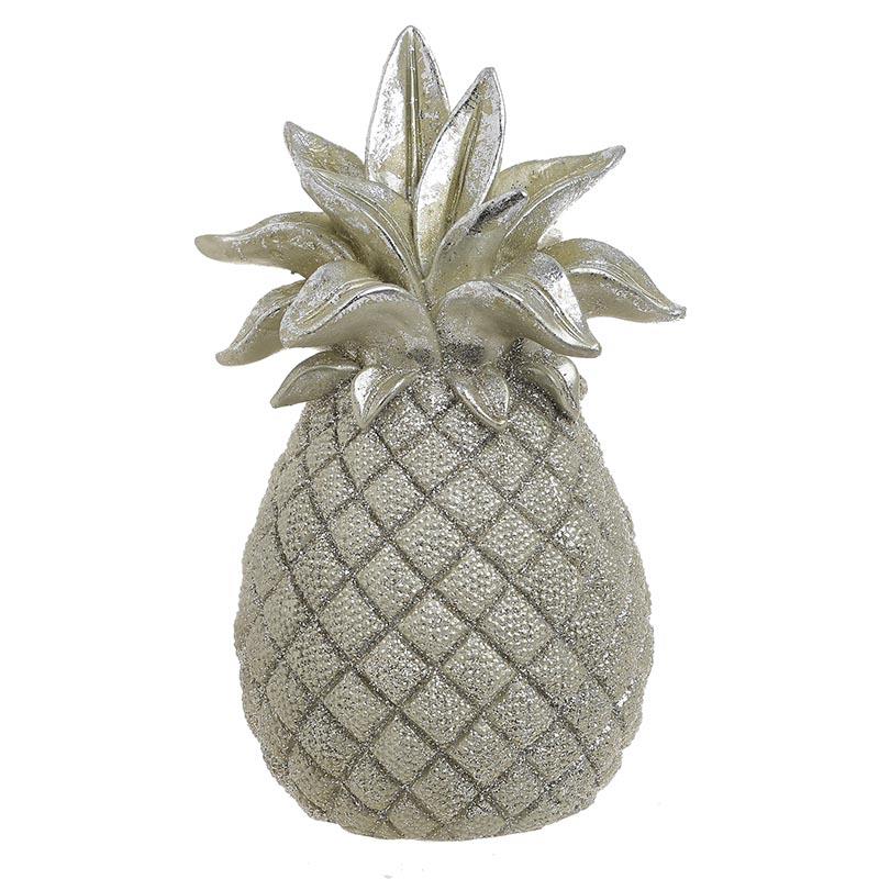 3708830014 DEKORATIVNI ANANAS OD POLIREZINA U ŠAMPANJ BOJI 7x7x16 CM