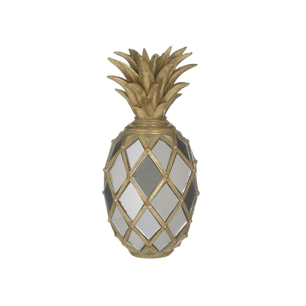 3701170161 DEKORATIVNI ANANAS ZLATNI SA OGLEDALIMA OD POLIREZINA 8,5X19 CM