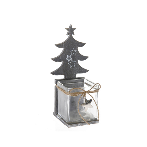 45133 X DEKORATIVNI SVEĆNJAK DRVO-STAKLO 7*9*21cm
