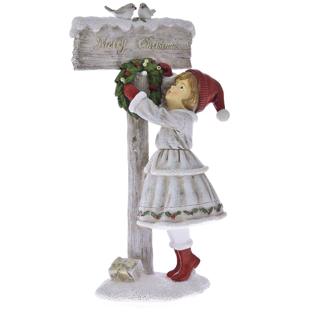 75946 DEVOJČICA KOD POŠTANSKOG SANDUČETA FIGURA OD POLIREZINA 14X8X24 CM