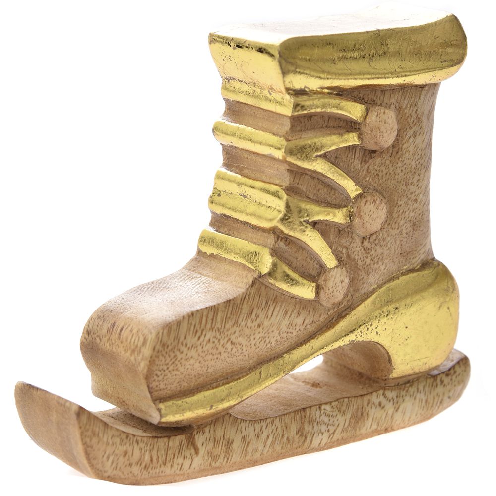 71737 DRVENA KLIZALJKA NATURAL ZLATNA 13*4*14 CM