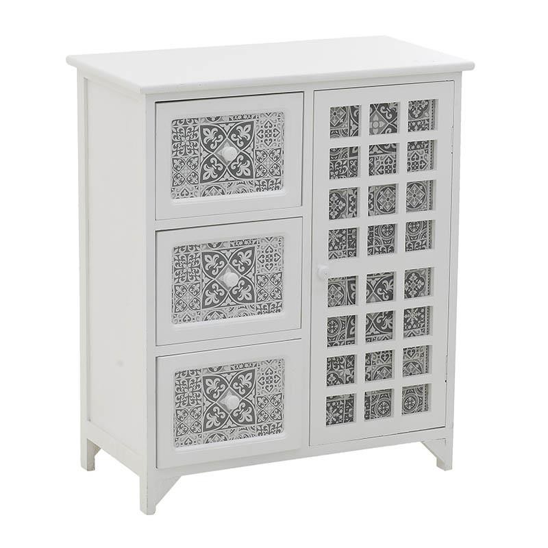 3501910018 DRVENA KOMODA BELO-SIVA 62*32*73cm