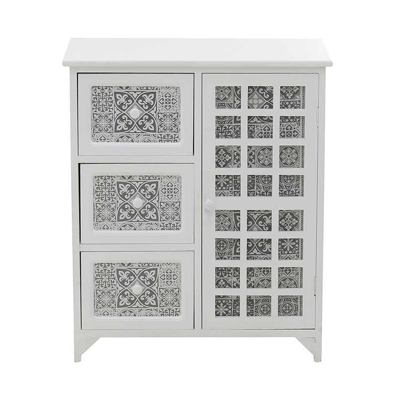 3501910018 DRVENA KOMODA BELO-SIVA 62*32*73cm