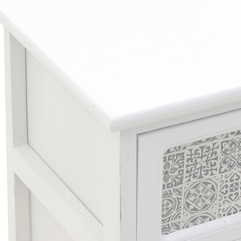 3501910016 DRVENA KOMODA BELO-SIVA SA 4 FIOKE 40*29*74cm
