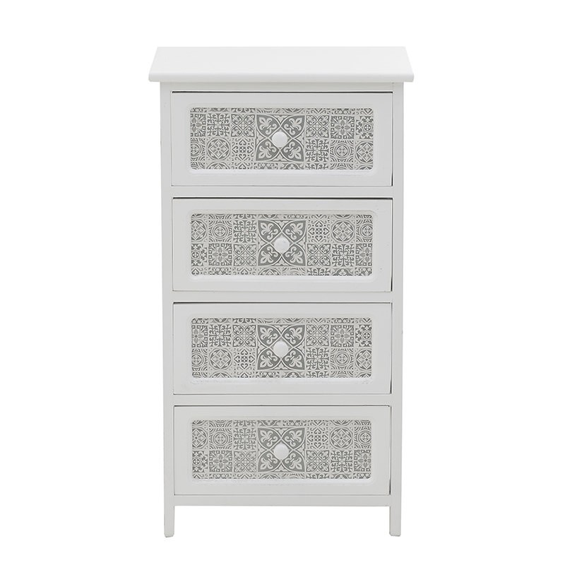 3501910016 DRVENA KOMODA BELO-SIVA SA 4 FIOKE 40*29*74cm