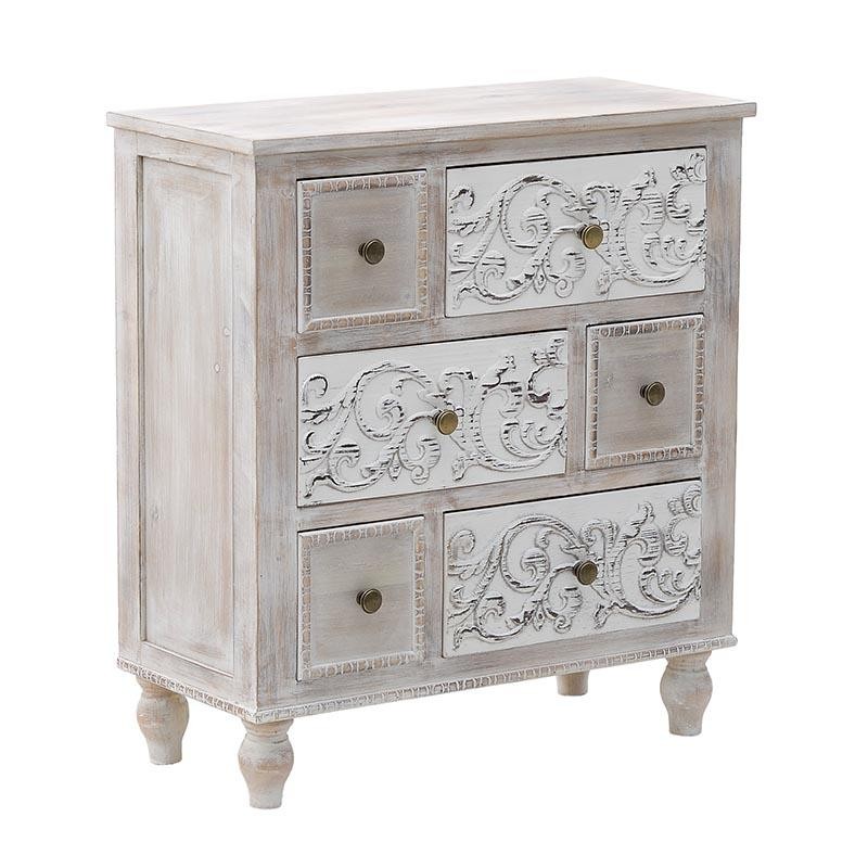 3509630001 DRVENA KOMODA BEŽ-BELA 65*30*72cm