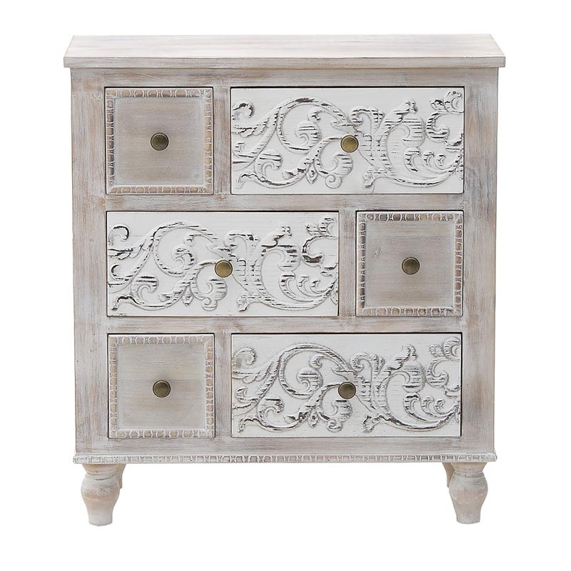 3509630001 DRVENA KOMODA BEŽ-BELA 65*30*72cm