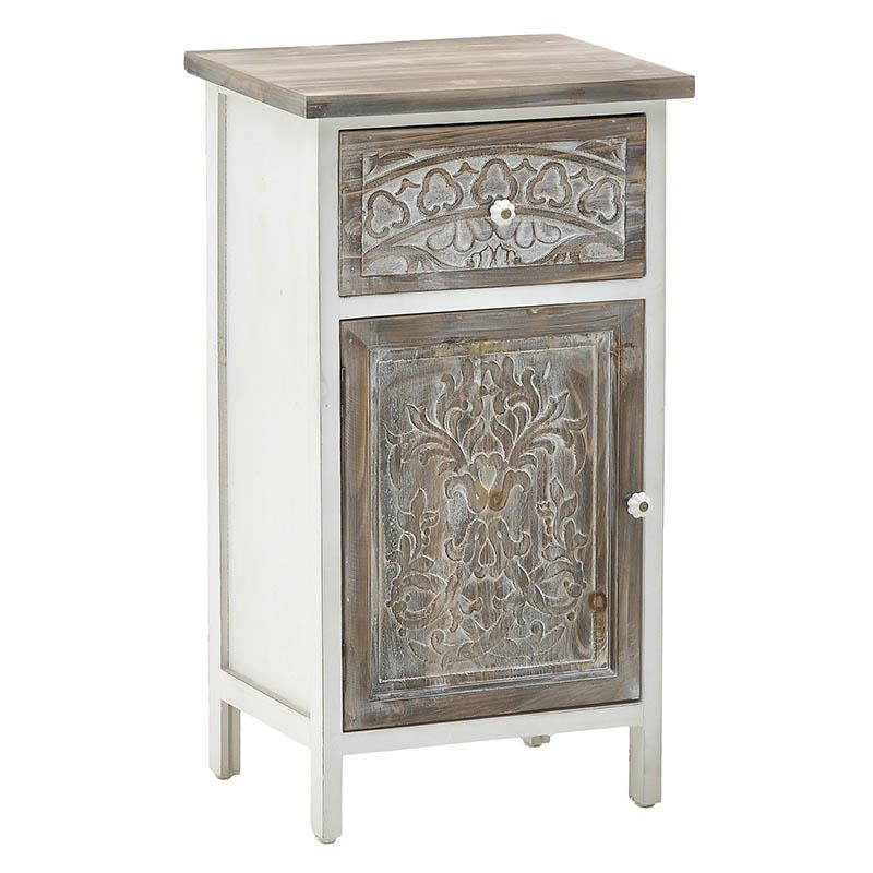 3509130037 DRVENA KOMODA BRAON BELA 38X30X69 CM