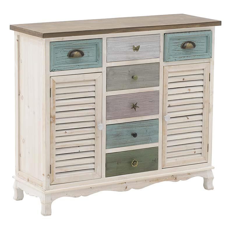 3509130024 DRVENA KOMODA MULTI KOLOR 93*32*80cm