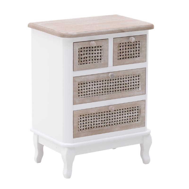 3501040363 DRVENA KOMODA NATURAL BELA 50*34*67.5cm