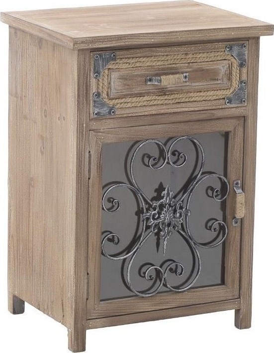 3506670029 DRVENA KOMODA SA METALNIM DETALJIMA BRAON 46*35*65cm