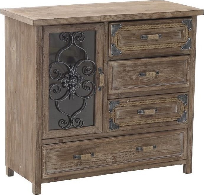 3506670028 DRVENA KOMODA SA METALNIM DETALJIMA BRAON 80*35*74cm