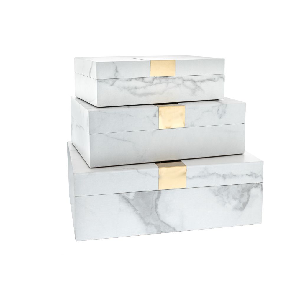 DRVENA KUTIJA DEZEN BELI MERMER; najmanja 26X16X8 CM