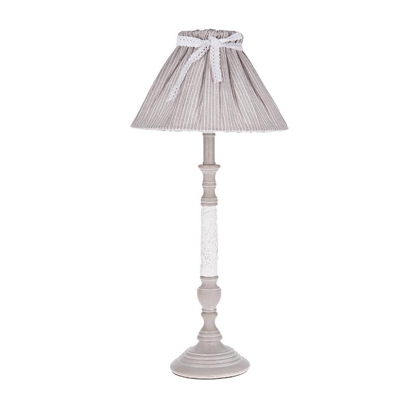 3158760111 DRVENA LAMPA SIVO -BEŽ SA PLATNENIM TUFNASTIM ABAŽUROM 25*25*54cm