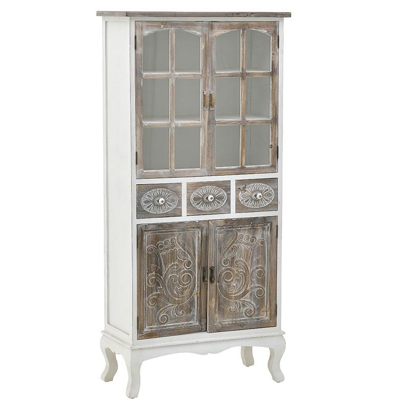 3509130035 DRVENA VITRINA BRAON BELA 70X33X150 CM