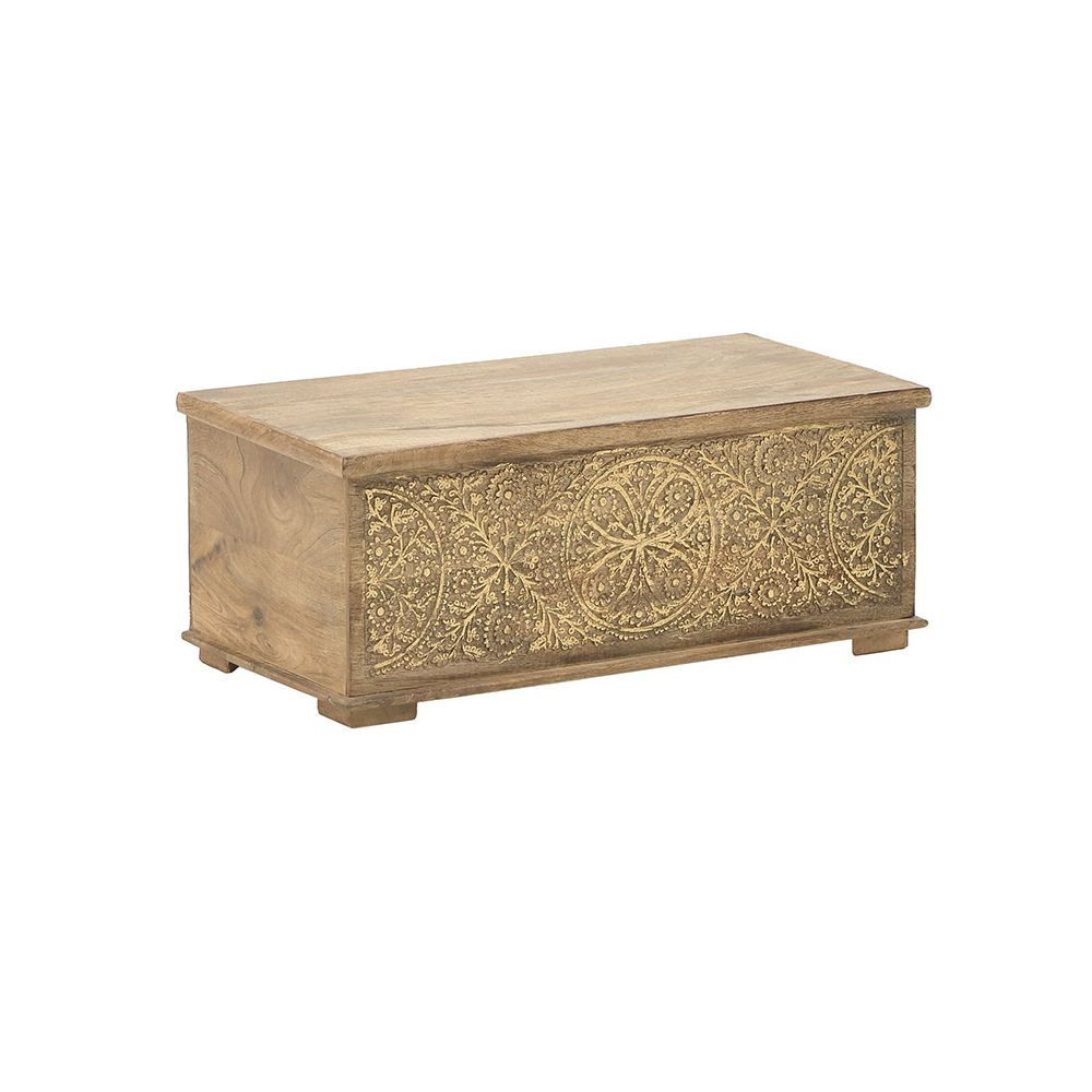 3502450008 DRVENI KOVČEG-KLUB STO BRAON ZLATNI 76X38X31 CM