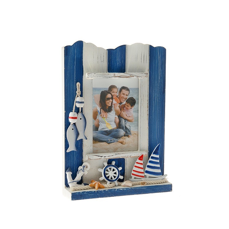 51685 DRVENI RAM ZA SLIKU SA MORSKIM MOTIVIMA TEGET-BELI