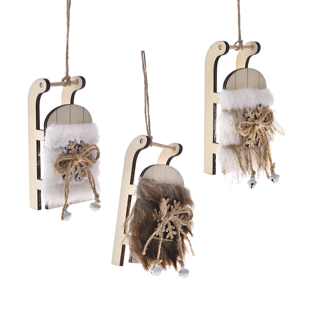 DRVENI VISEĆI UKRAS SANKE SET/2 4X12X6 CM