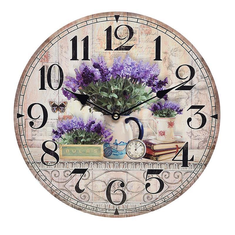 3200980185 DRVENI ZIDNI SAT DEZEN LAVANDA 34cm