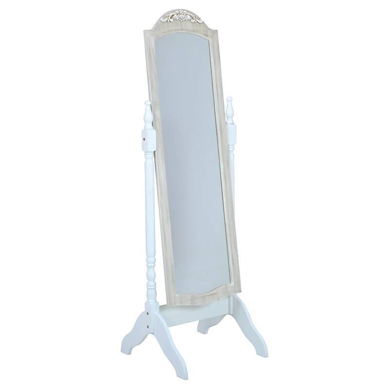 3951470004 DRVENO PODNO OGLEDALO BELO 49*50*160cm