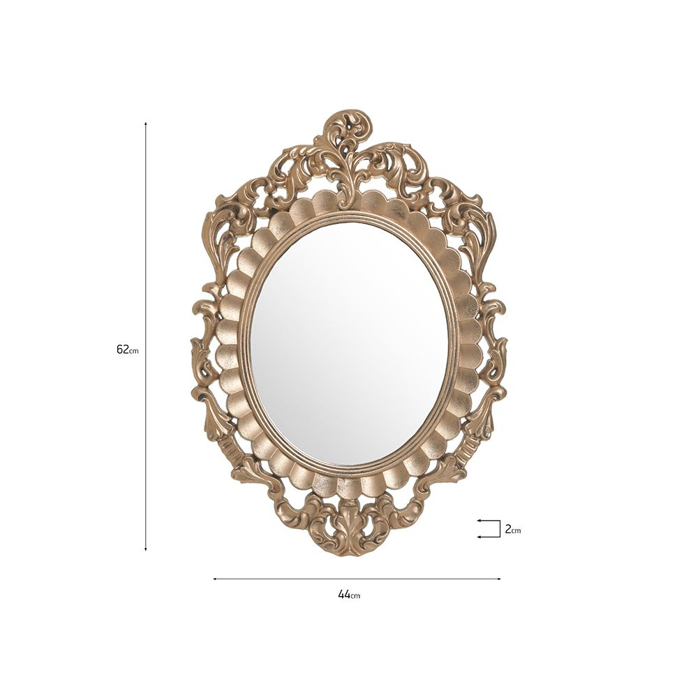 3951430016 DRVENO ZIDNO OGLEDALO ANTIK ZLATNO 44*2*62 CM