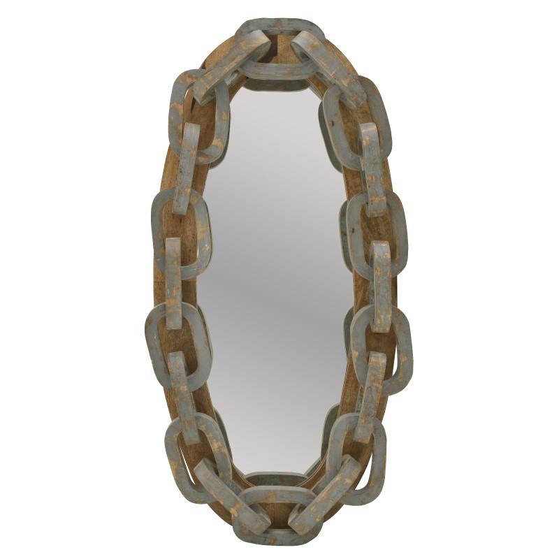 3951710022 DRVENO ZIDNO OGLEDALO LANCI NATURAL ANTIK SIVO 60X17X125 CM