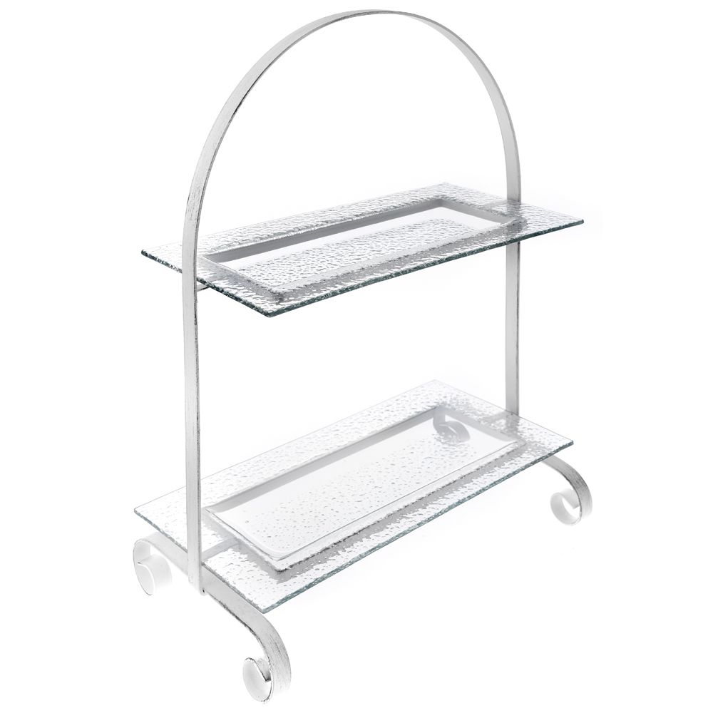 66092 ETAŽER METAL-STAKLO ZA KOLAČE NA 2 SPRATA 29*15*38cm