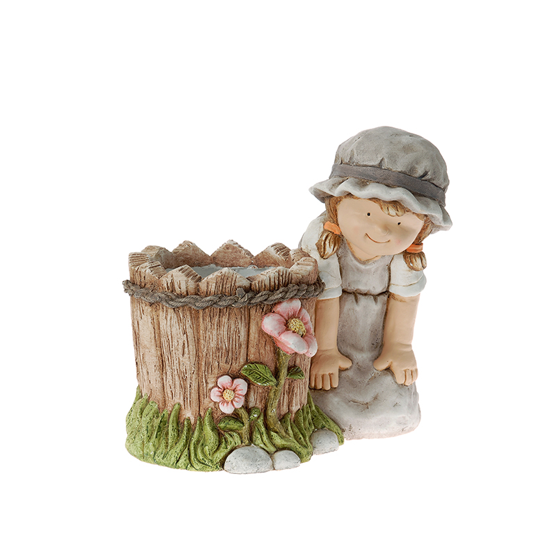 57132 FIGURA-SAKSIJA OD POLIREZINA U OBLIKU DEVOJČICE 37.5*31*37.5cm