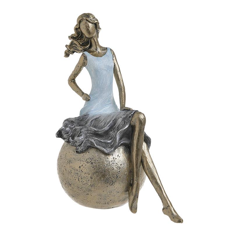 3704010084 FIGURA DEVOJKA U PLAVOJ HALJINI OD POLIREZINA 19X11X24 CM