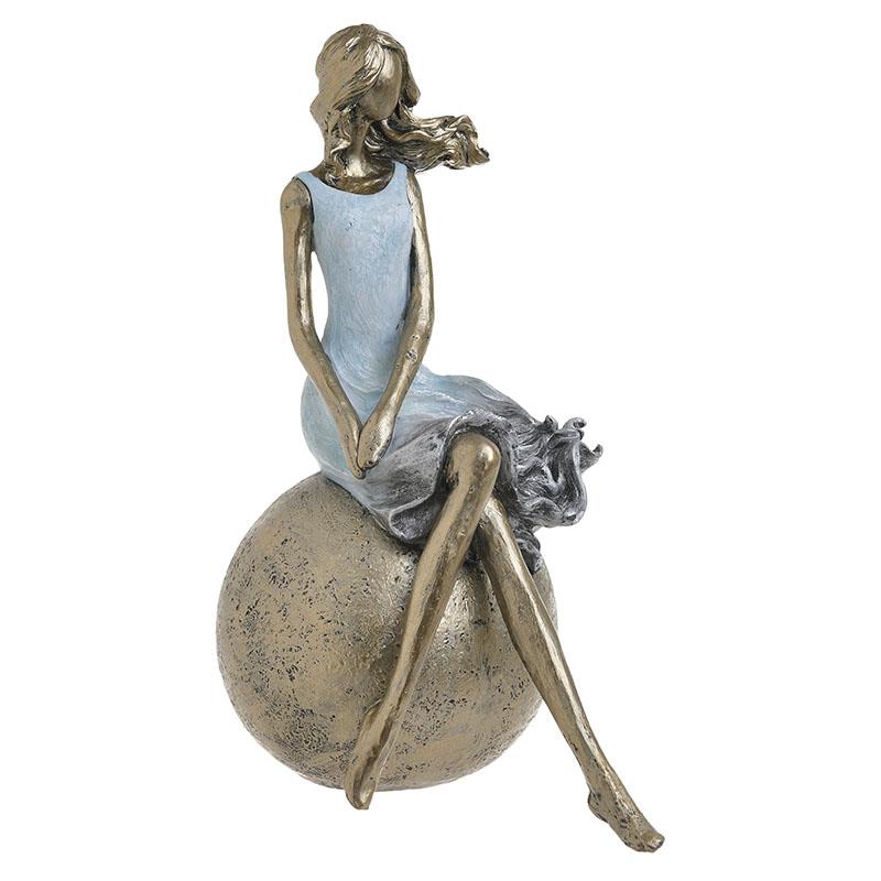 3704010083 FIGURA DEVOJKA U PLAVOJ HALJINI OD POLIREZINA 19X11X24 CM