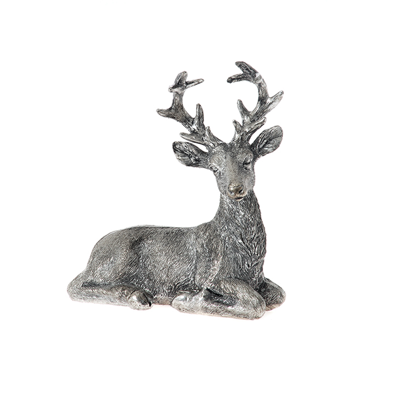 55233 Y FIGURA JELEN SREBRNI OD POLIREZINA 18*9*20cm
