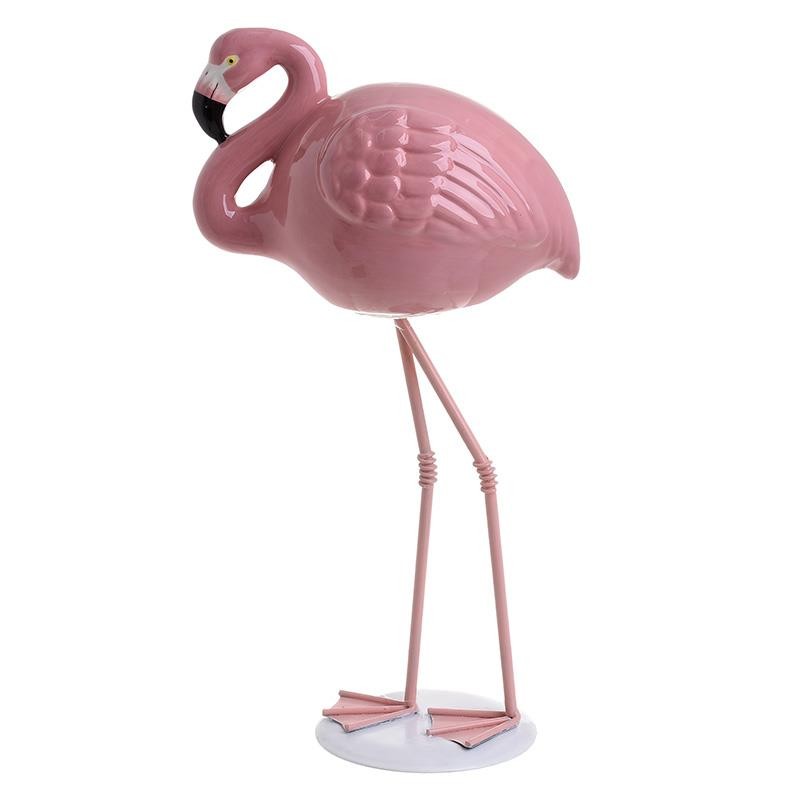 3700930023 FIGURA KERAMIČKA DEKORATIVNA FLAMINGO ROZE 19*11*34cm