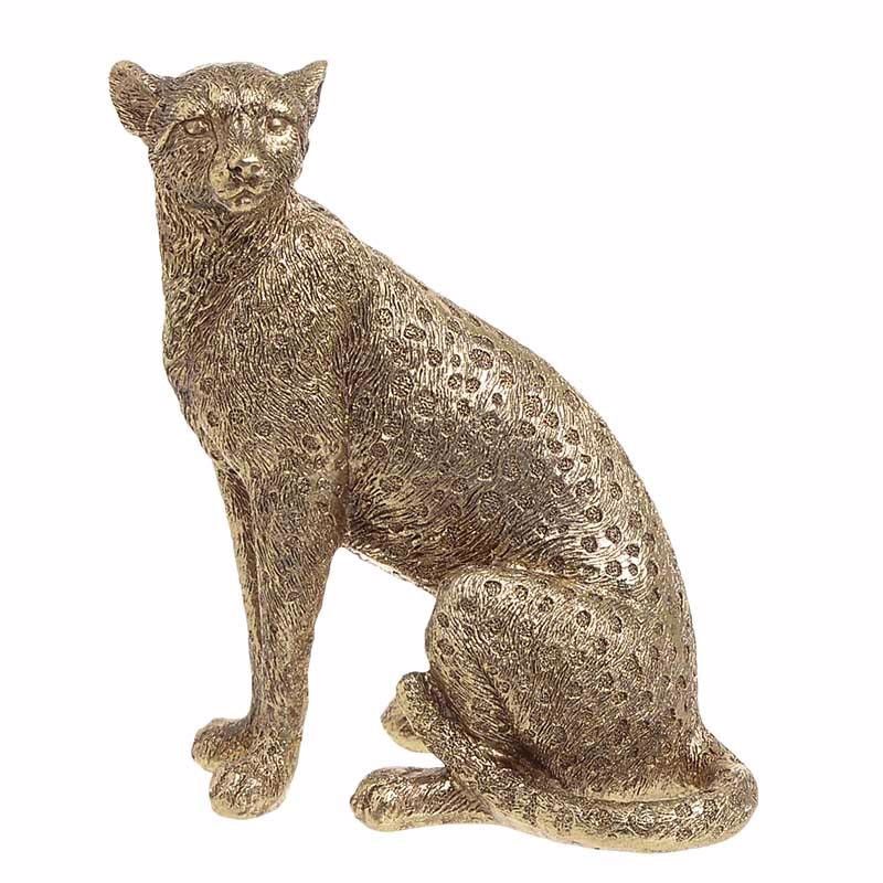 3703830056 FIGURA LEOPARD OD POLIREZINA ZLATNI 12*8*15cm