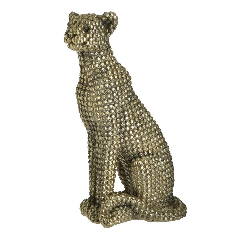 3701460423 FIGURA LEOPARD ZLATNI OD POLIREZINA 20X12X33 CM