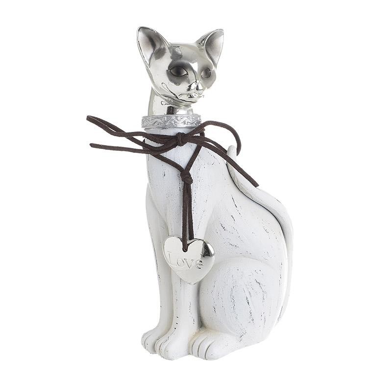 3705470475 FIGURA MACA BELO-SREBRNA OD POLIREZINA 10*5.5*20.5cm