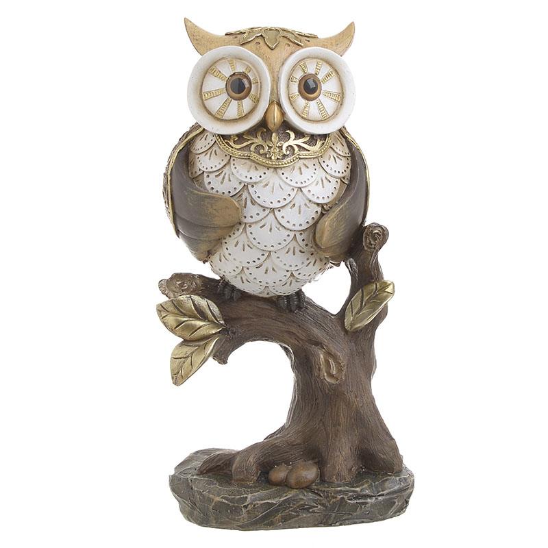3705470708 FIGURA SOVA KREM BRAON OD POLIREZINA 12X9X23 CM