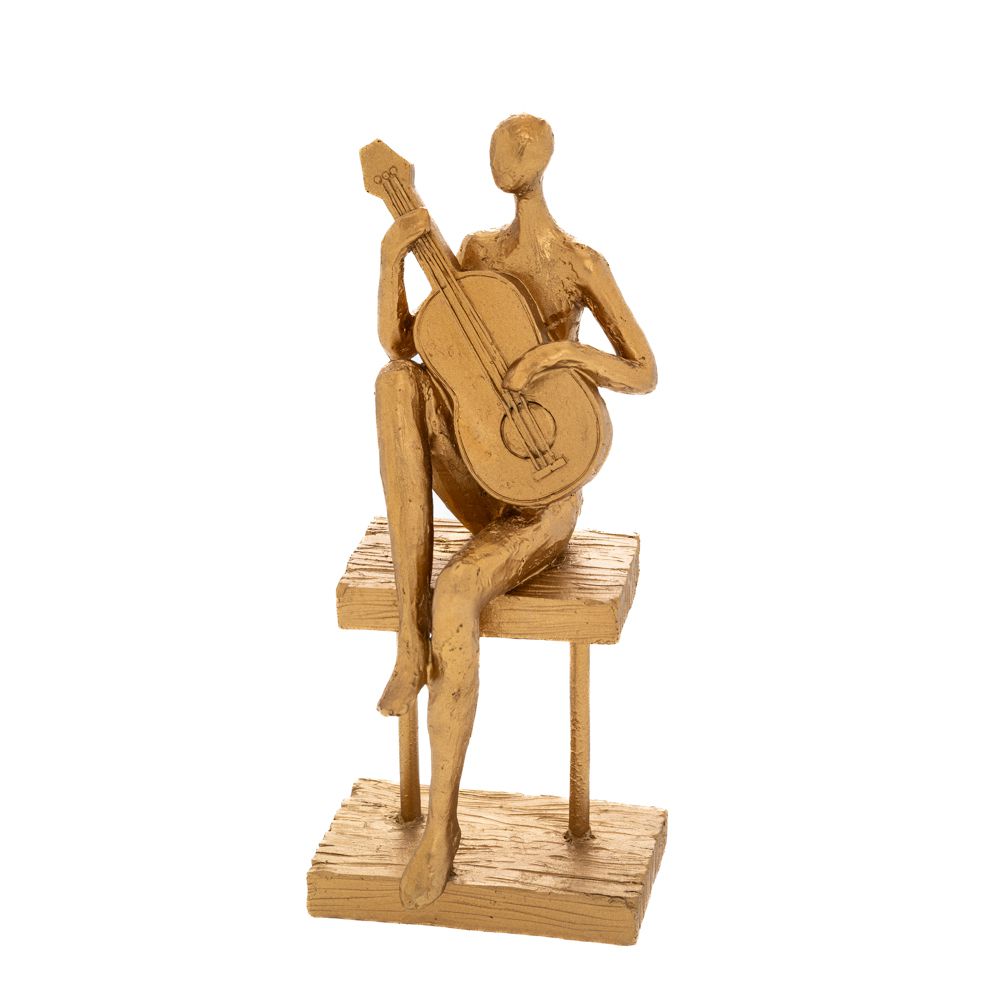 81944 FIGURA ZLATNA MUZIČAR SA GITAROM OD POLIREZINA 10X9X23 CM