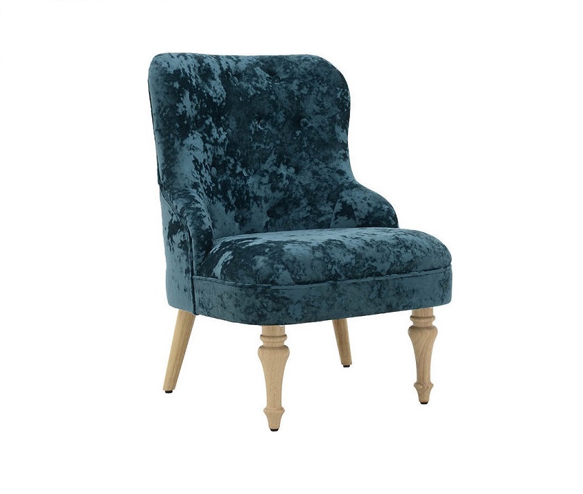 3507210150 FOTELJA DRVENA TAPACIRANA U PETROJEL BOJI 60*70*88cm