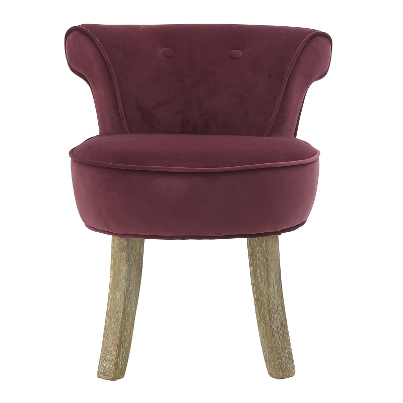 3501040296 FOTELJA MINI DRVENA TAPACIRANA PLIŠEM 50*52*58cm