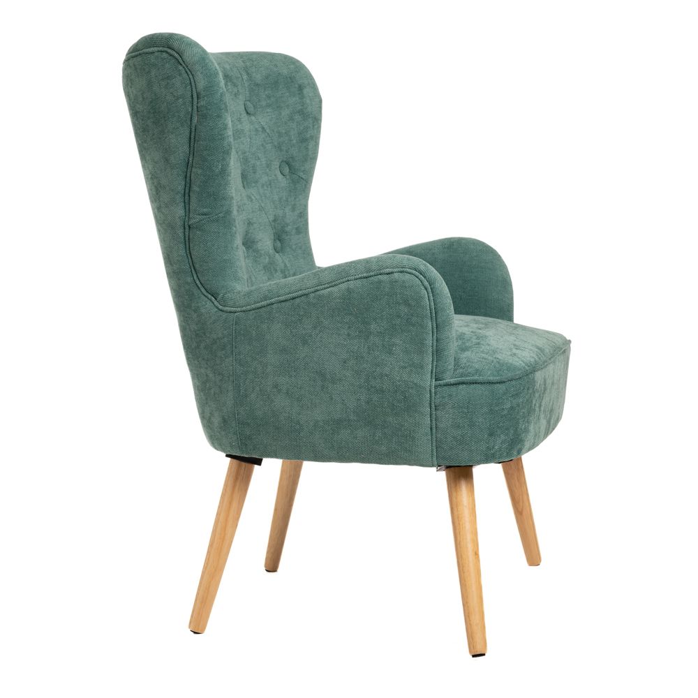 FOTELJA TAPACIRANA MINT PLIŠEM  67X71X90 CM SA DRVENIM NOGAMA 20 CM